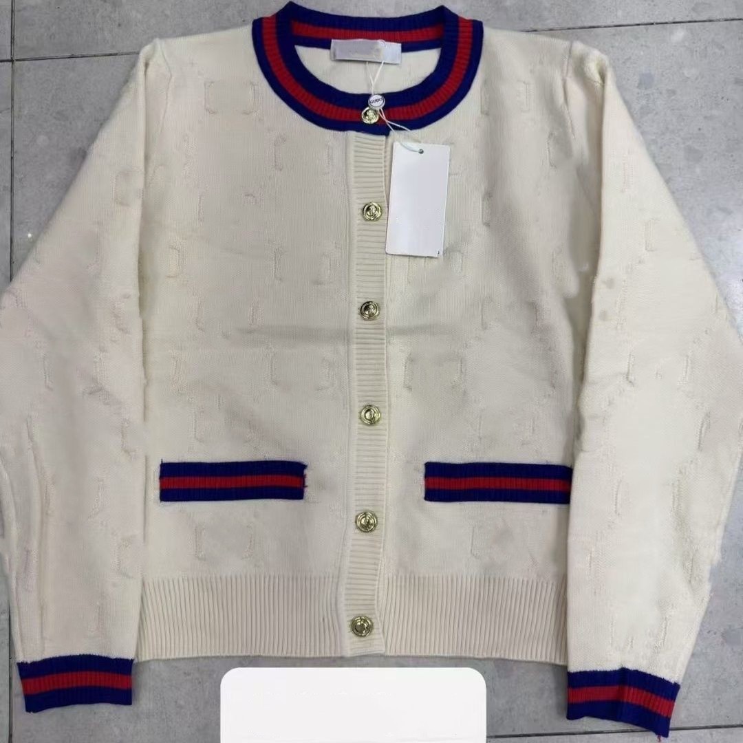 Women new o-neck single breasted logo letters jacquard long sleeve designer fashion sweater cardigans coats SMLXL