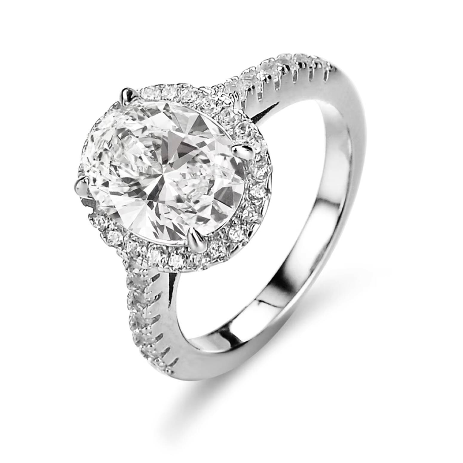 9 Fine 2CT Oval Cut D Color VVS1 Moissanite Rings 925 Silver Rhodium Plated Pass Diamond Tester GRA Moissanite Jewelry for Women