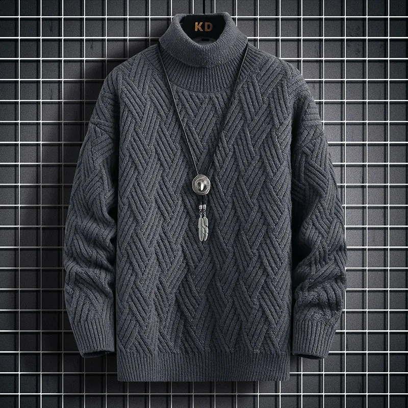 Winter Top Quality Turtleneck Men Sweater Thick Warm Pullover Men Casual Mens Sweaters High Neck Knit Male Christmas Jumpers 250920