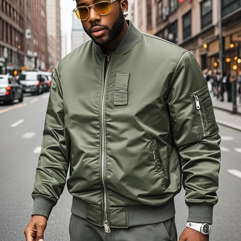 MA1 Pilot Jacket Mens American Retro Stand Up Collar Bomber Vestes Men Loose Couleur solide Baseball Casual Baseball Uniforme Coat 250905