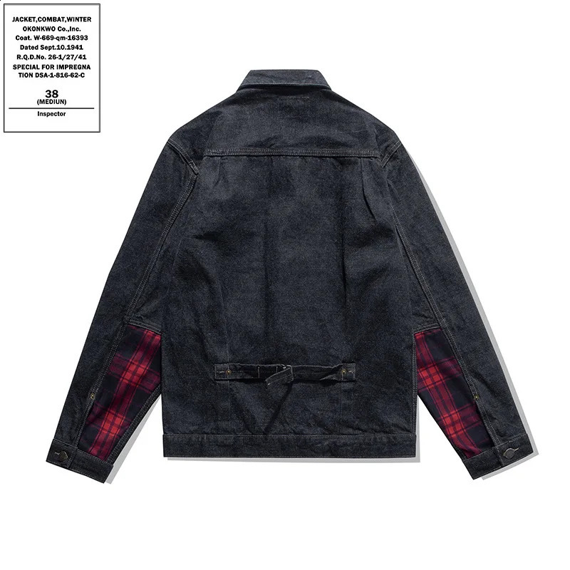 Okonkwo15oz poids lourd couleur d'origine limnite de couleurs en denim pour hommes couleurs plaid couleurs originales veste en jean 250920