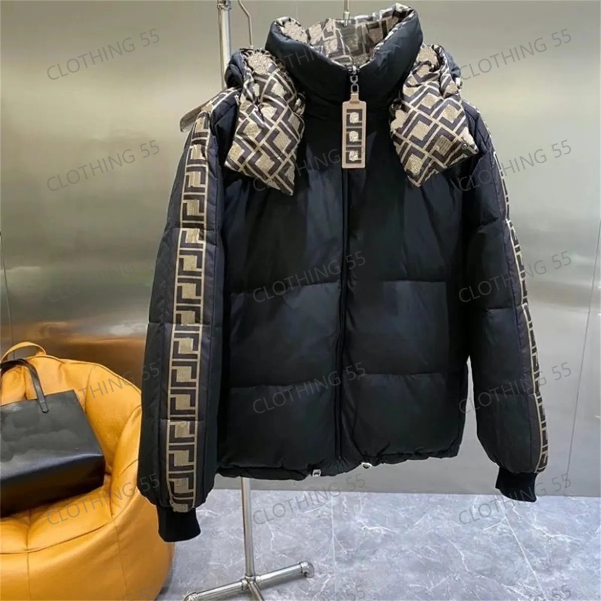 Vestes pour hommes, vestes d'hiver en bas, vestes de créateurs à glissière, vêtements chauds épais, chapeaux détachables et vestes décoratives
