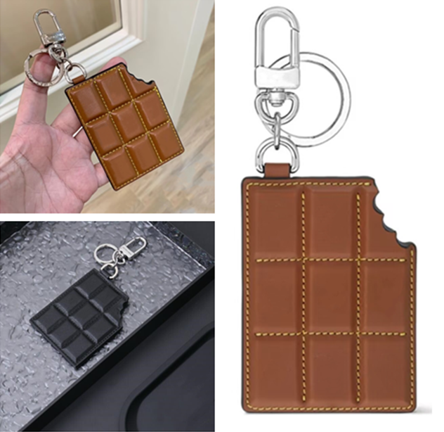 Elegant French style Brand Keychains Designer Lover keychain bag charm Cute Brown Dark Chocolate Leather Keychain Car key ring Accessories for styli