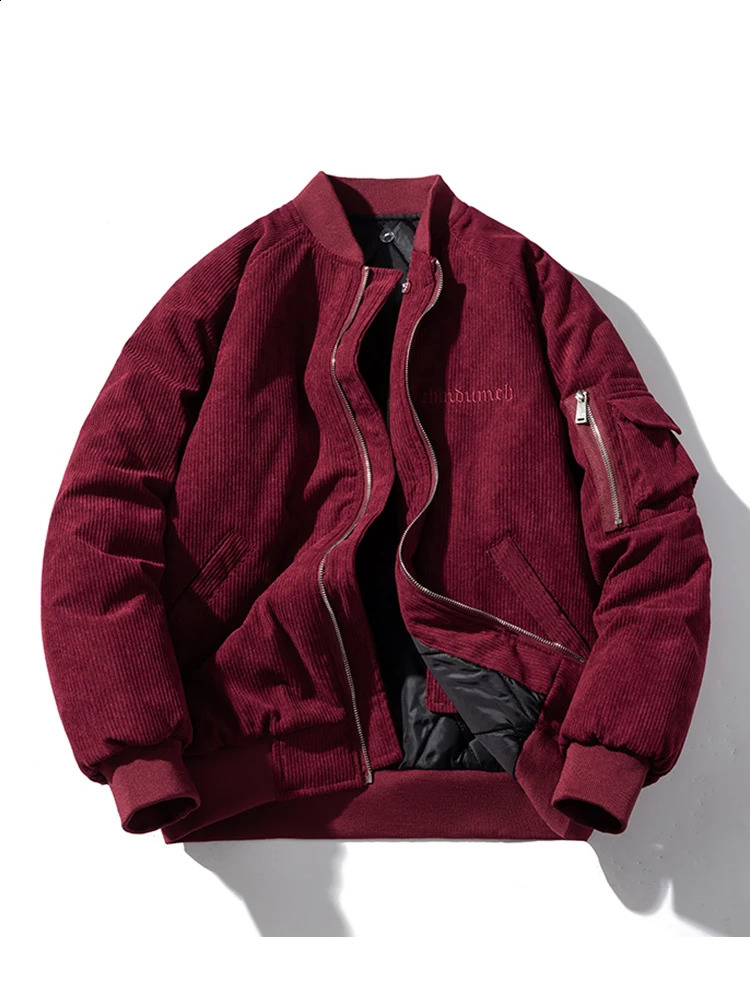 Fashion Bomber Jacket Man Vintage Letter Embroidery Pilot Women Solid Cotton Corduroy Autumn Winter Coat Hooded 250906
