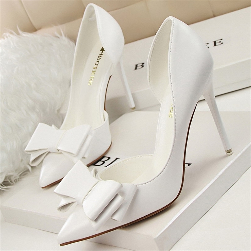 Chaussures bigtree bowknot femme pompes stiletto 105 cm femmes pompe de base toe pointues pompes classiques sexy talons hauts femmes chaussures 2