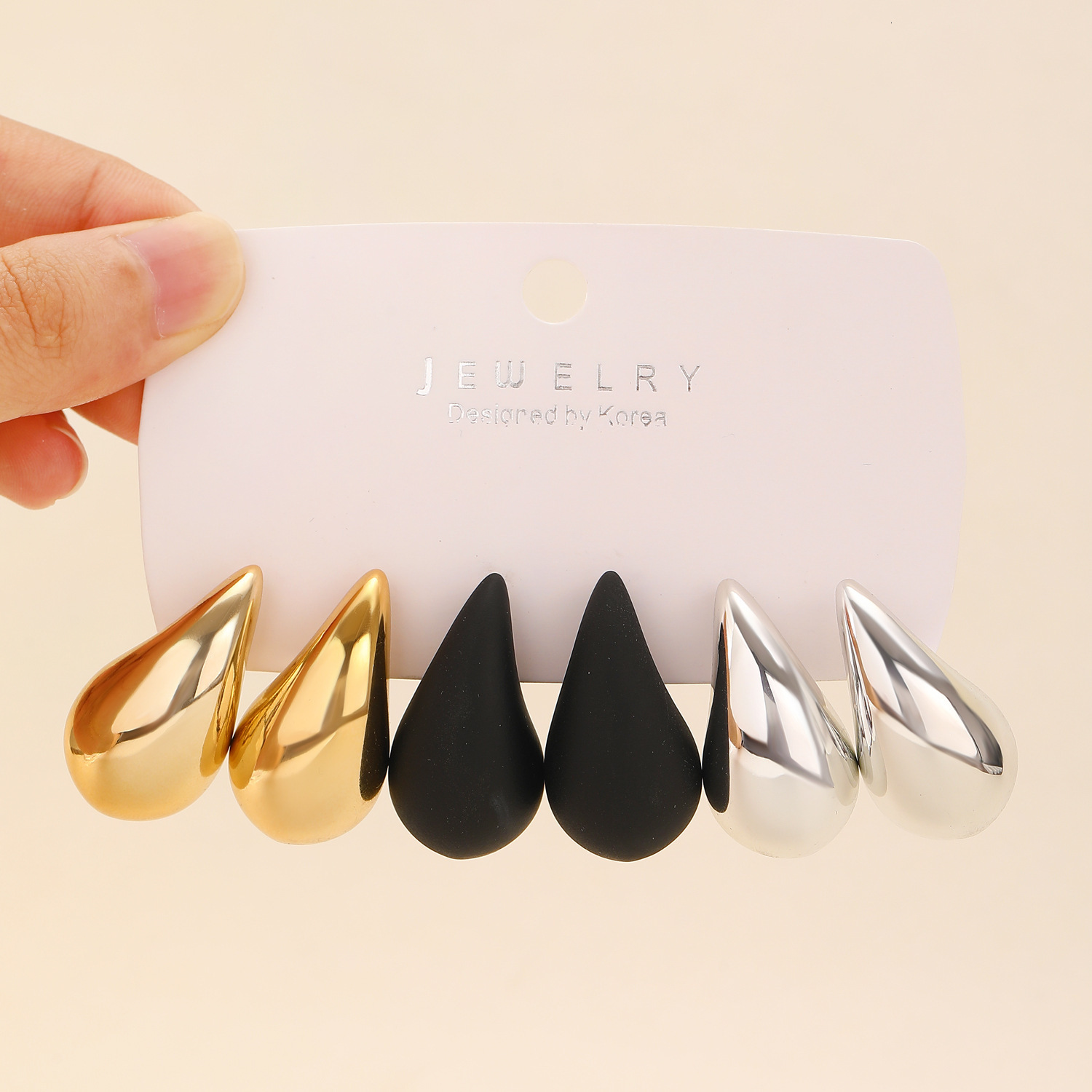 grandes boucles d'oreilles goutte d'eau exagérées pour femmes, ensemble de boucles d'oreilles CBB, accessoires simples et élégants haut de gamme