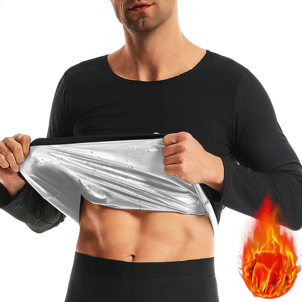 Men Sauna Sweat Shapewear Heat Trapping Compression Waist Trainer Shirts Sportswear Workout Slimming Body Shaper for Weight Loss 250920
