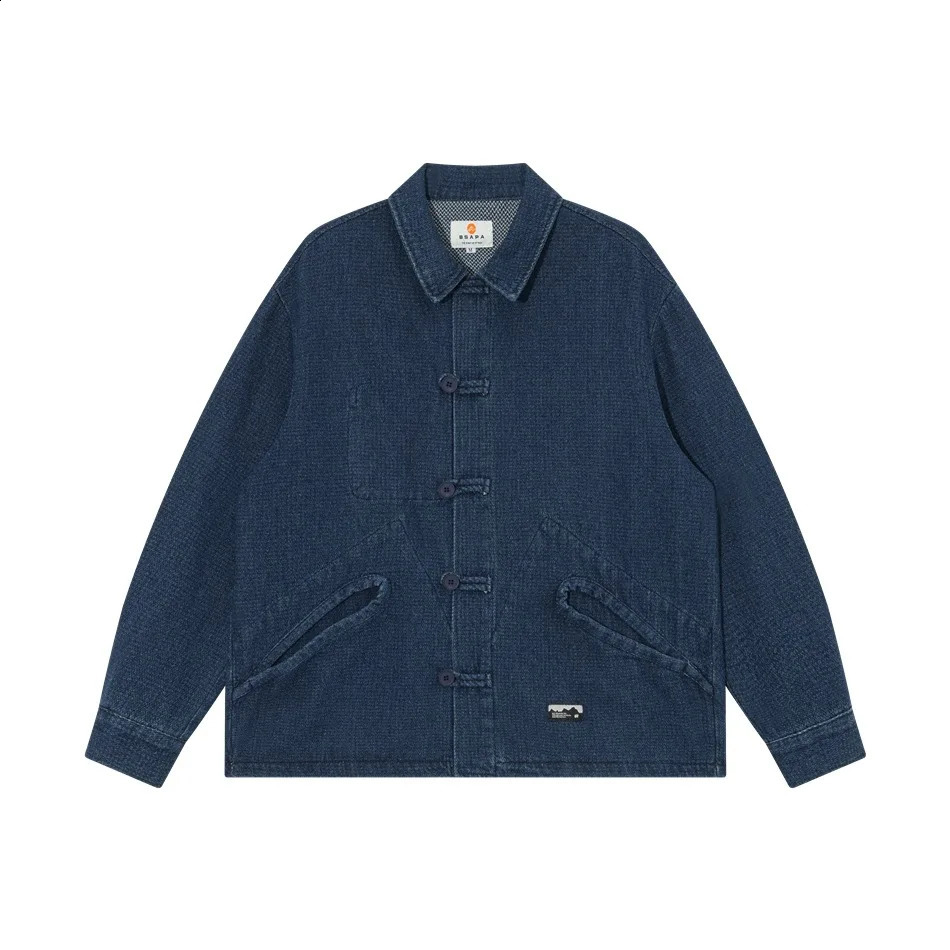 Men Chinese Button Retro Fashion Spring Autumn Loose Casual Denim Jacket Cityboy Streetwear AMEKAJI Vintage Jeans Coat Outerwear 250920