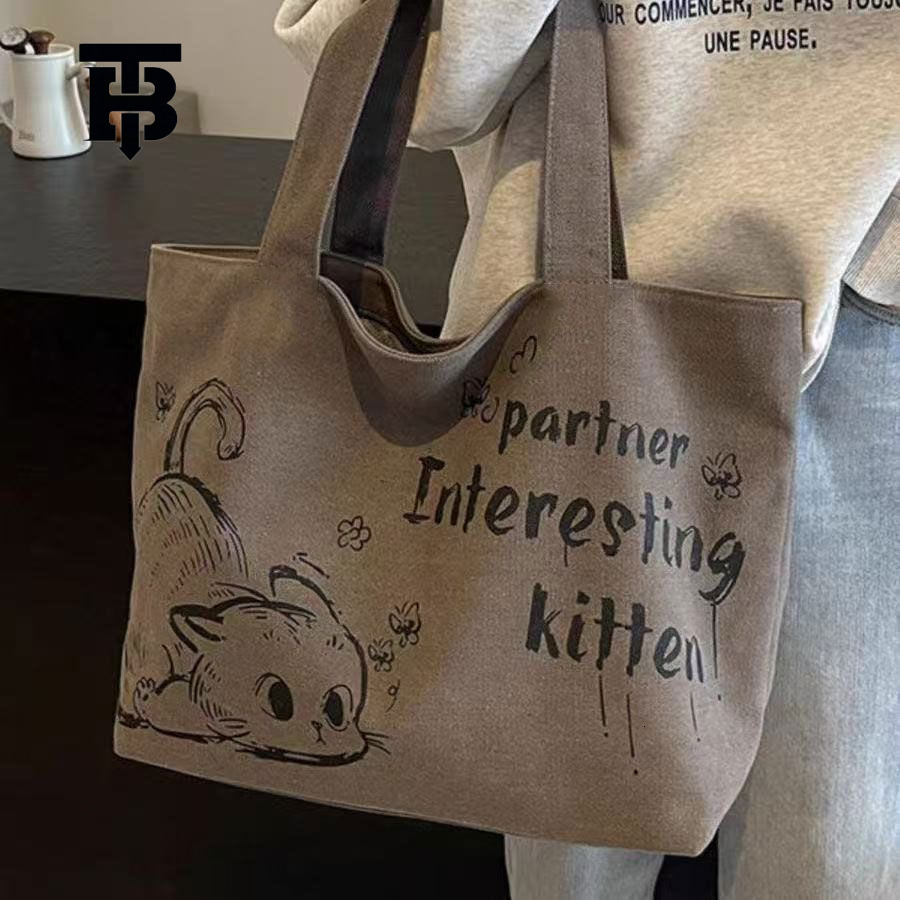 TB BHULAMTE Free Shipping New Designer Women's Bag Women's Canvas Bag Cartoon Printed Large Capacity Handbag Multifunctional Commuting Bag