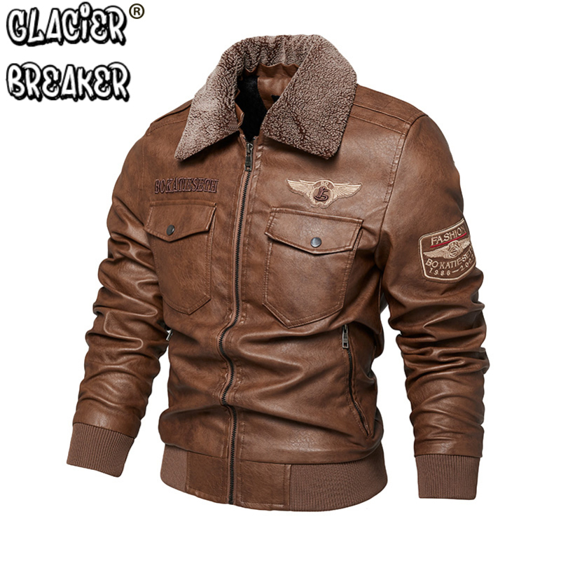 Mens Autumn And Winter Embroidery Original Leather Moto Biker Coat Jacket Motorcycle Style Casual Warm Overcoat 250920