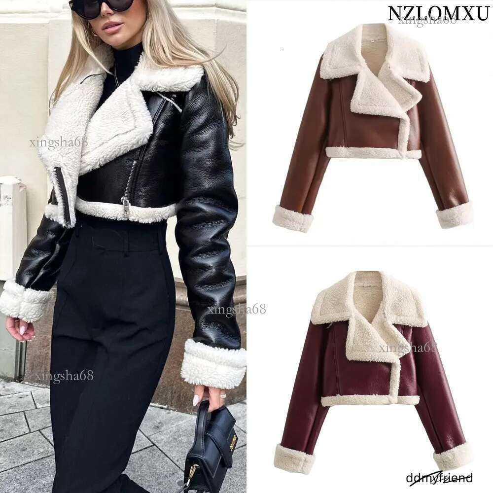 Les femmes d'hiver mettent fausses shearg manteau en peau de mouton rétro veste de moto vestes femme vestes extérieures ddmyfriend ddmyfriend ddm