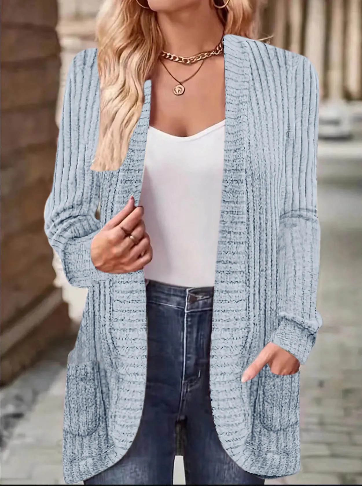Plus Size Europe And The United States Solid Color Cardigan Long Sleeve Casual Cardigan Coat Spring And Autumn Women 250920