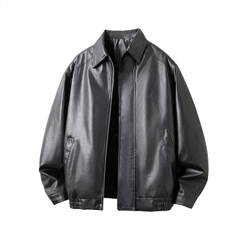 Arrivals Mens Trendy Loose Leather Jacket American Retro Motorcycle Leather Jacket Windproof PU Leather Jacket 250920