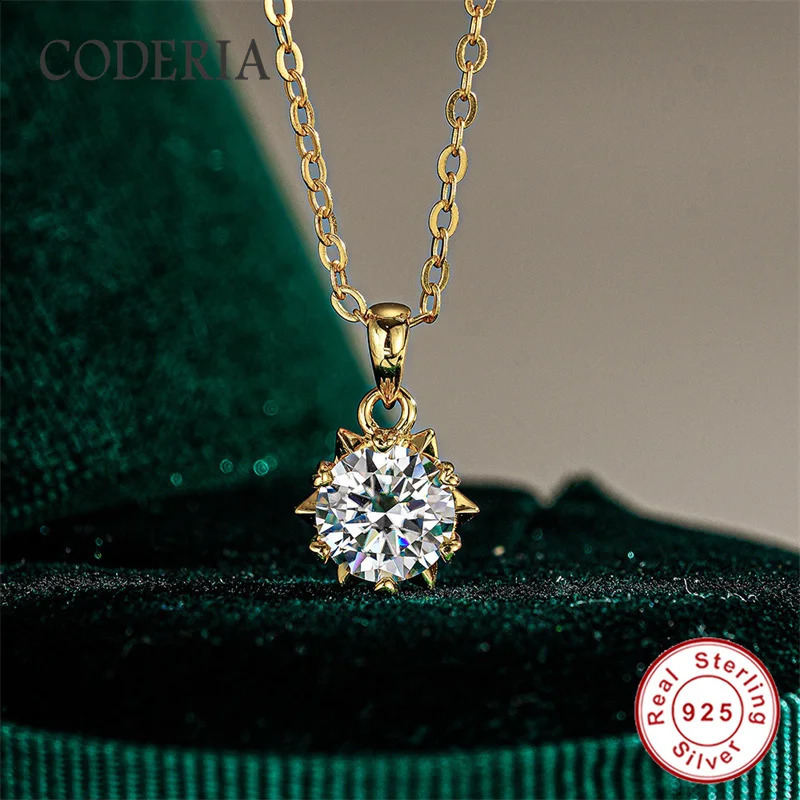 18K Gold Plated Sterling Silver S925 Lab Diamond Pendant D Color VVS 1CT Necklace Women Clavicle Chain Jewelry GRA 250920