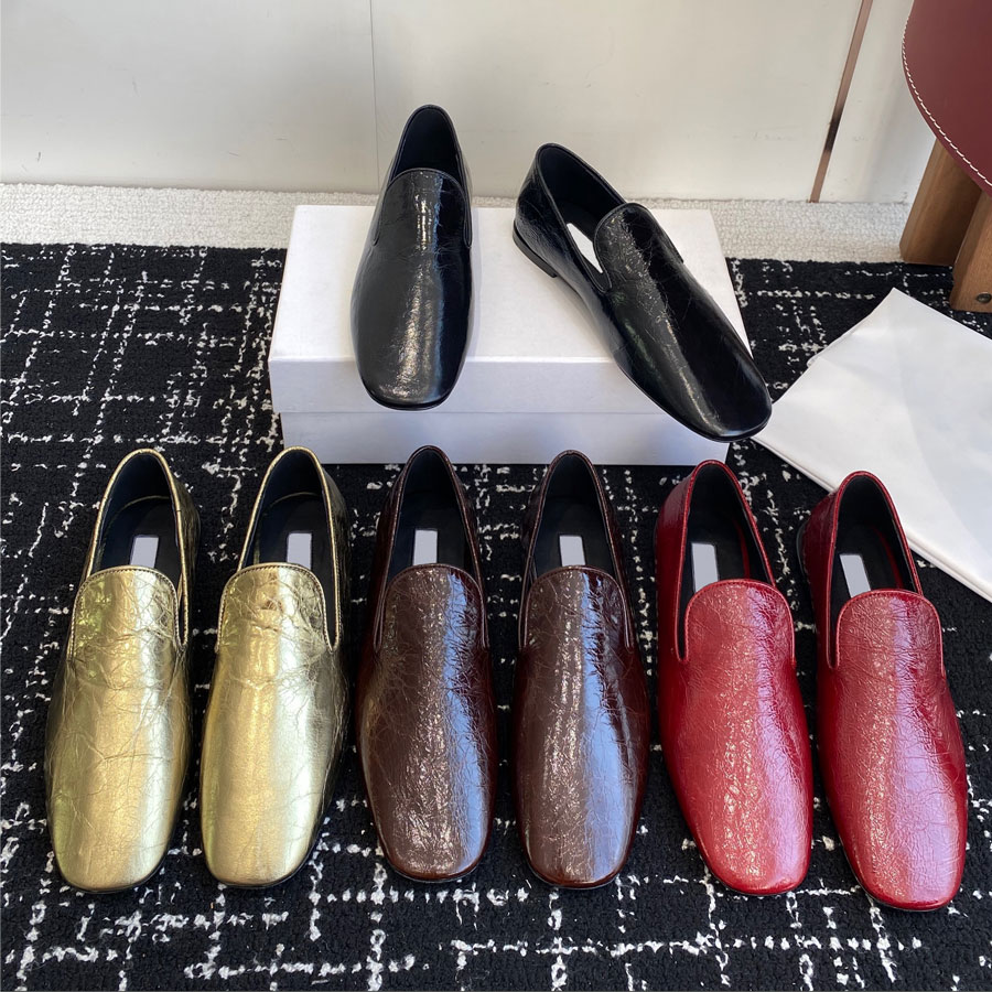 Top quality Simple Minimalism Loafers womens Casual Square-toe slip on shoes Flat dress shoes Luxury designer Loafers Leisure Driving shoes Vacation
