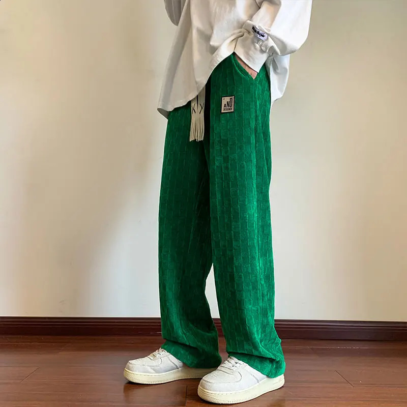 Mens Plaid Pants Losse Hip Hop Sweatpants Fashion Streetwear Korean Style Harem Pants 250920