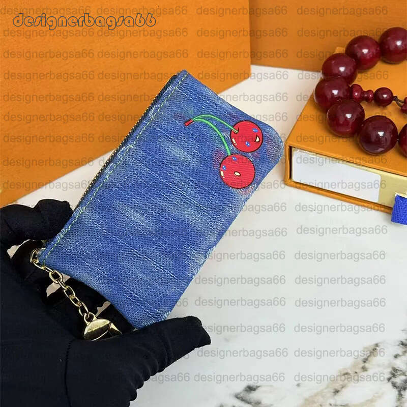 luxury Key wallet designer purse Passport women Cover card holder wallet genuine leather cardholder wallet women clutch bags coin Short Cherry serie