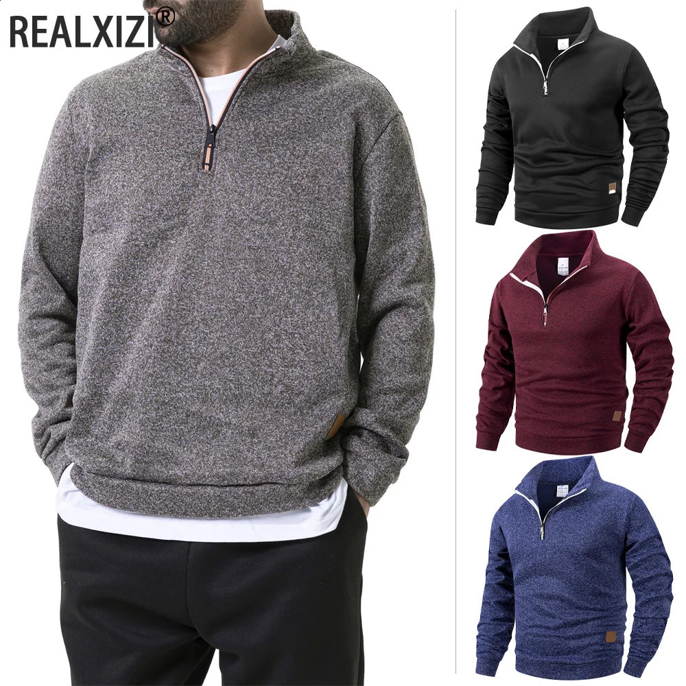 Autum Mens Turtlenecks Sweaters Knitwear Daily Casual Pullovers Solid Color Fleece Warm Sweatshirt Loose Fit Male Streetwear 250920