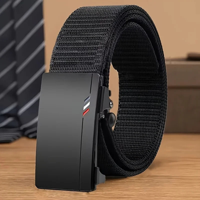 1PCS Mode Business Herren Gürtel Echt Freizeit automatische Schnalle Canvas mit Frachthosen Jeans 250920