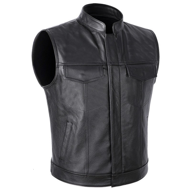 Classical Men Stand Collar Motorcycle Biker Leather Vest Male Stylish Clothing Autumn Winter Mens Faux Leather Waistcoat 250920