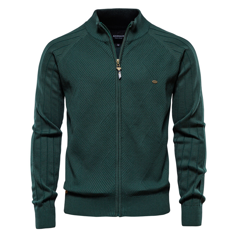 Cardigan en tricot masculin de qualité supérieure new collier de couleur unie à motifs unis à motif en forme de couleurs ou de style haut de styl