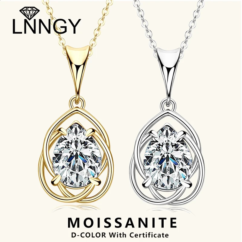 Lnngy 7x10mm Pear Cut Necklace Collar Plata 925 Sterling Silver Teardrop Hollow Pendant Necklace for Women Jewelry 250920