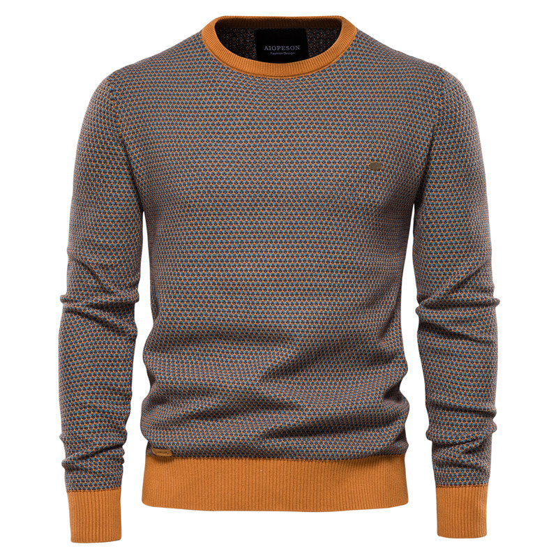 Designer Luxury Men's Knitted Round Neck Pullover - High Elasticity Comfortable Korean Style Trend for Autumn Winter Layering European Sizes