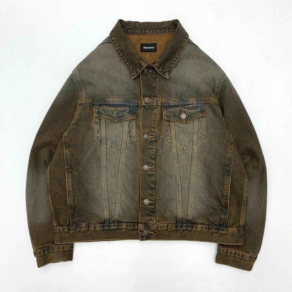 Heavy wash to make old denim jacket mens spring and autumn vintage short denim jacket top 250920