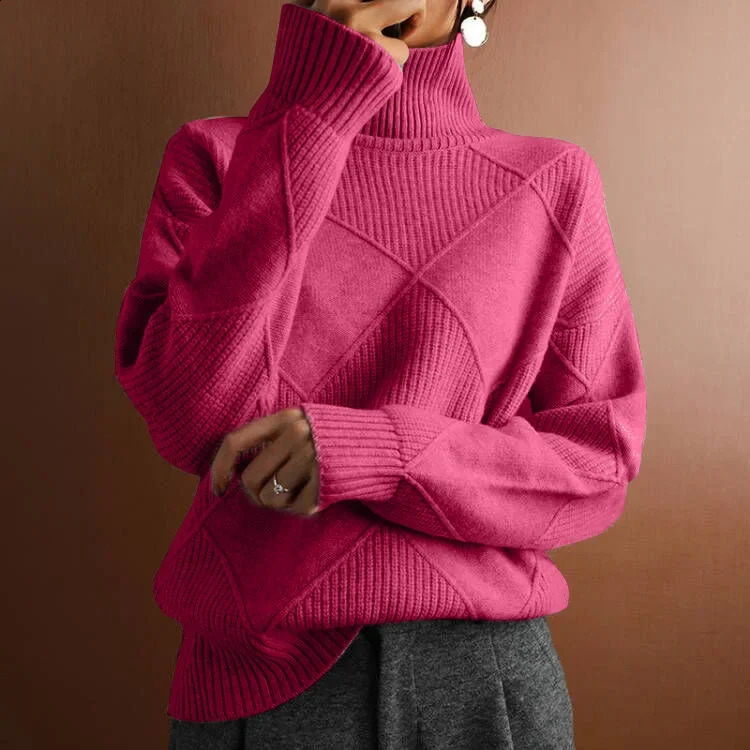 2025 Spring Women Turtleneck Sweater Kniitted Long Sleeve Loose Warm Sweater Female Fashion Autumn Pullover Ladies Clothes 250920