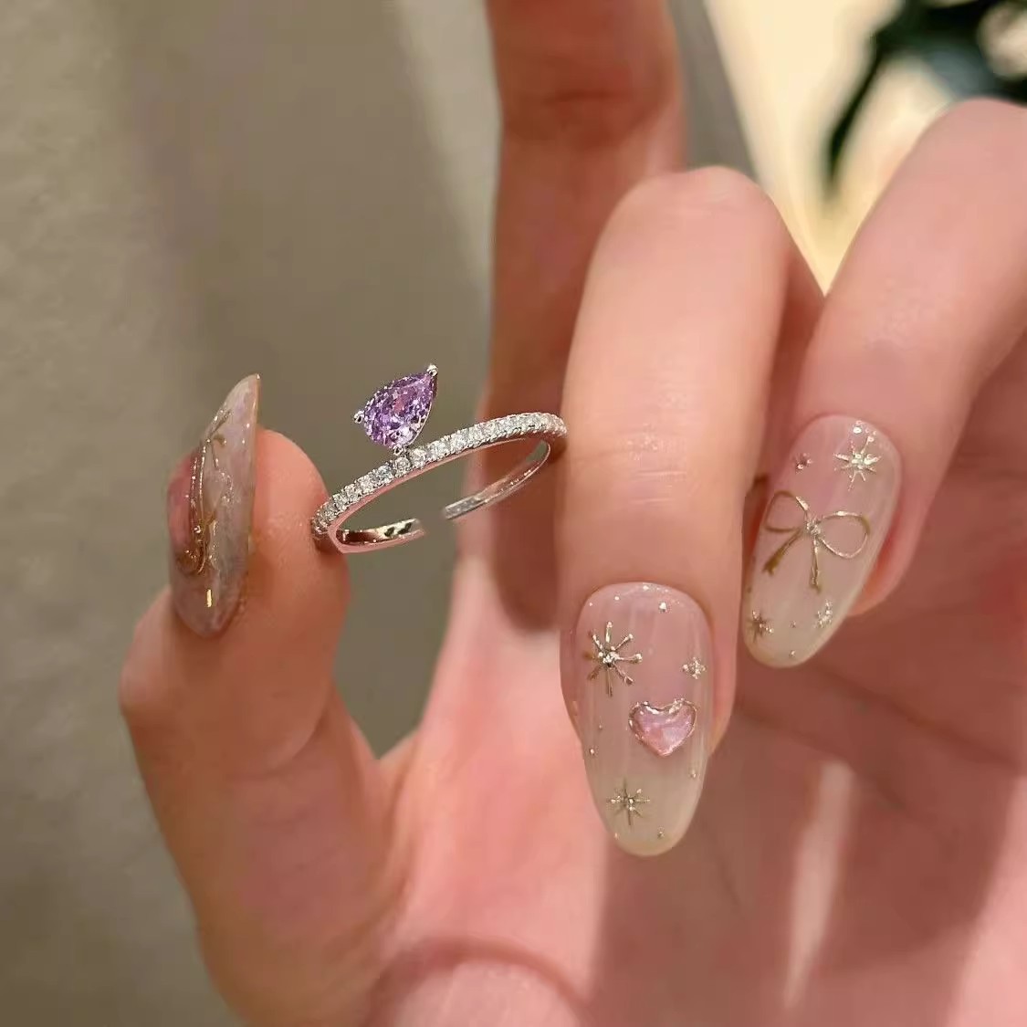 2025 Choucong Brand Wedding Rings Simple Fashion Water Drop Amethyst Genuine 100% 925 Sterling Silver Pave CZ Diamond Party Romantic Lady Bridal Rin