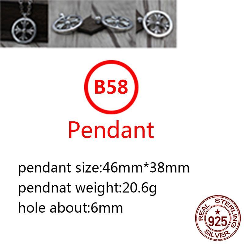 B58 S925 Sterling Silver Pendant Personalized Fashion Simple Couple Creative Cross Flower Letter Net Red Hip Hop Punk Style Jewelry Lover Gift
