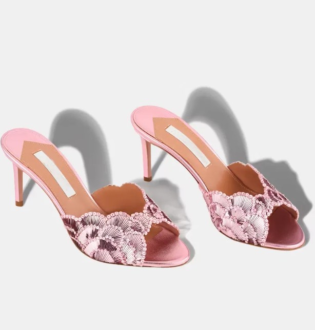 Brand de mode CE Sandals Sandals Chaussures Femmes Tonal Sequins Slingback Open Toe Rose Gold Stiletto Talons Lady Party Robe Wedgant Elegant Wal