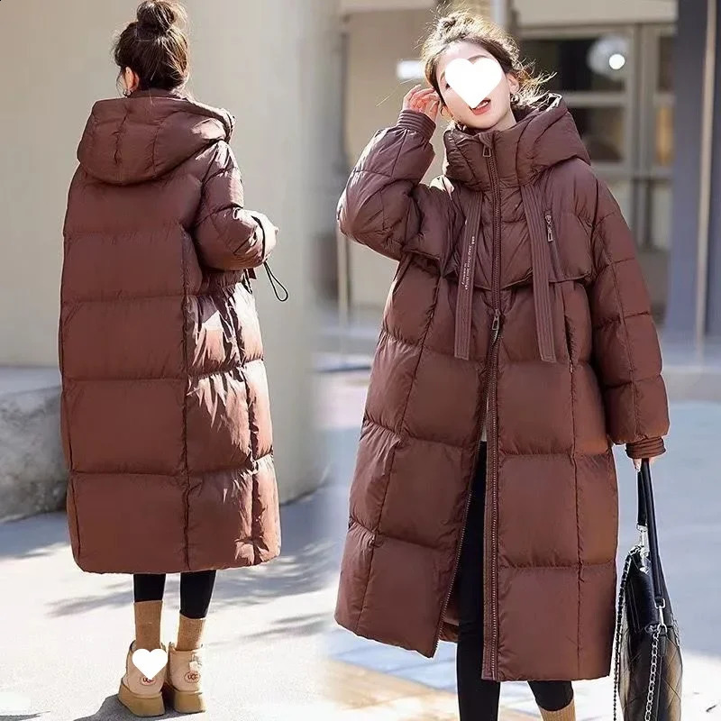 WinterCotton Coat Korean Style Thickened Cotton Padded Loose Fit Long Model Hooded Down Padded Jacket 250917