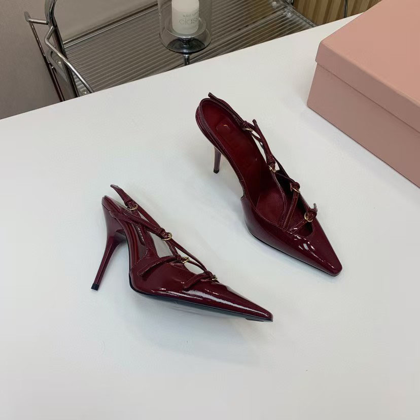 Western style party women's shoes 10.5cm slim high heels, shallow pointed casual retro women's elegant light red black high heels, size