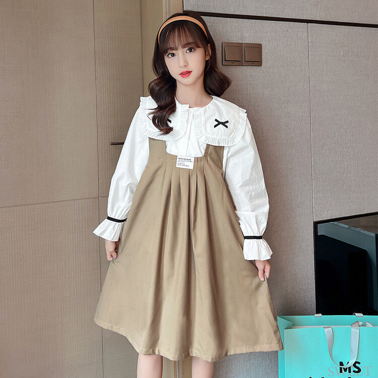 D367 Girls overalls skirt 2025 new autumn Korean style fashionable female big girl dress autumn trendy clothes-image-1076238530