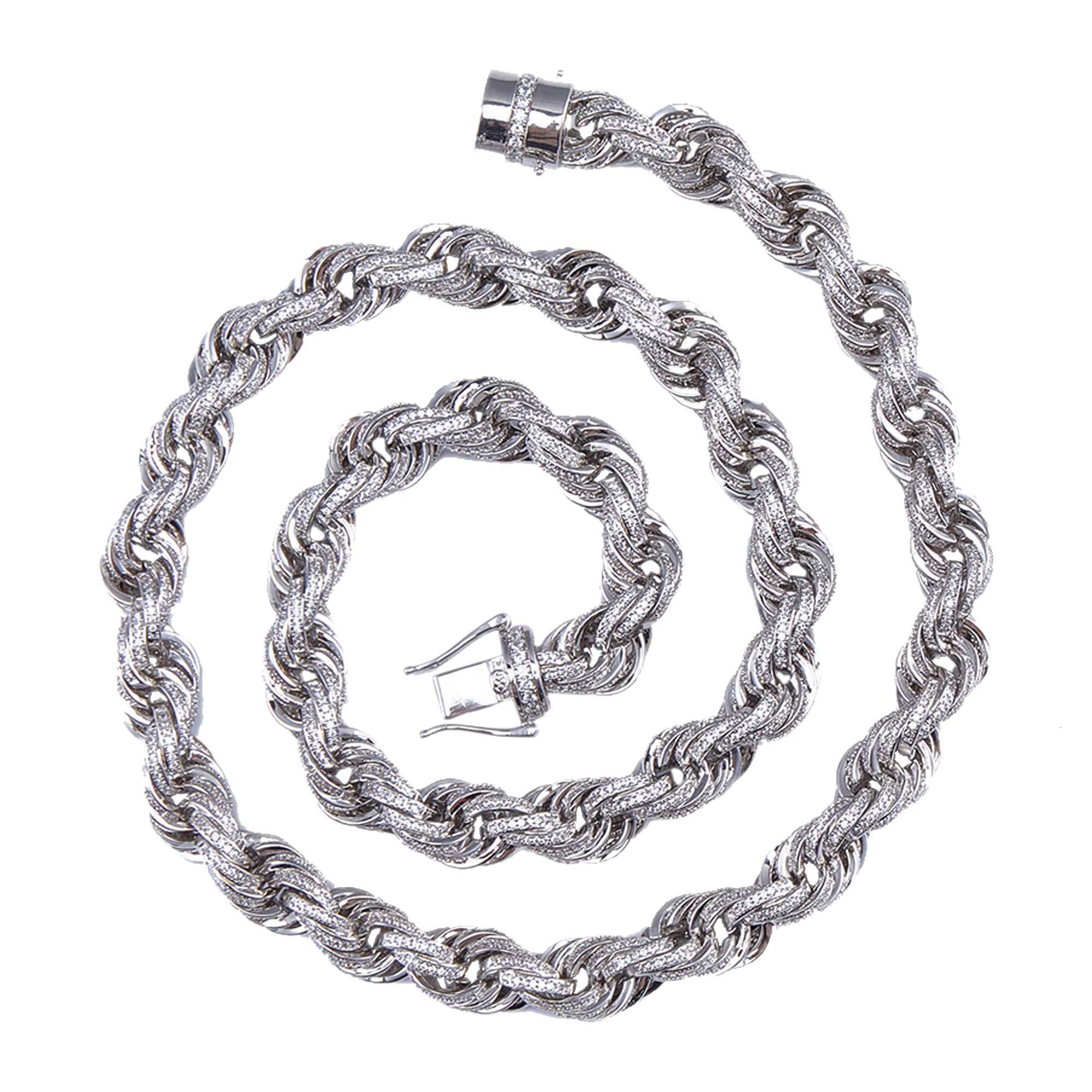10mm Diamond Cuban Link Necklace for Men Silver Plated Miami Cuban Iced Out Cz Moissanite Zircon 14k 18k Unisex Gold Plated