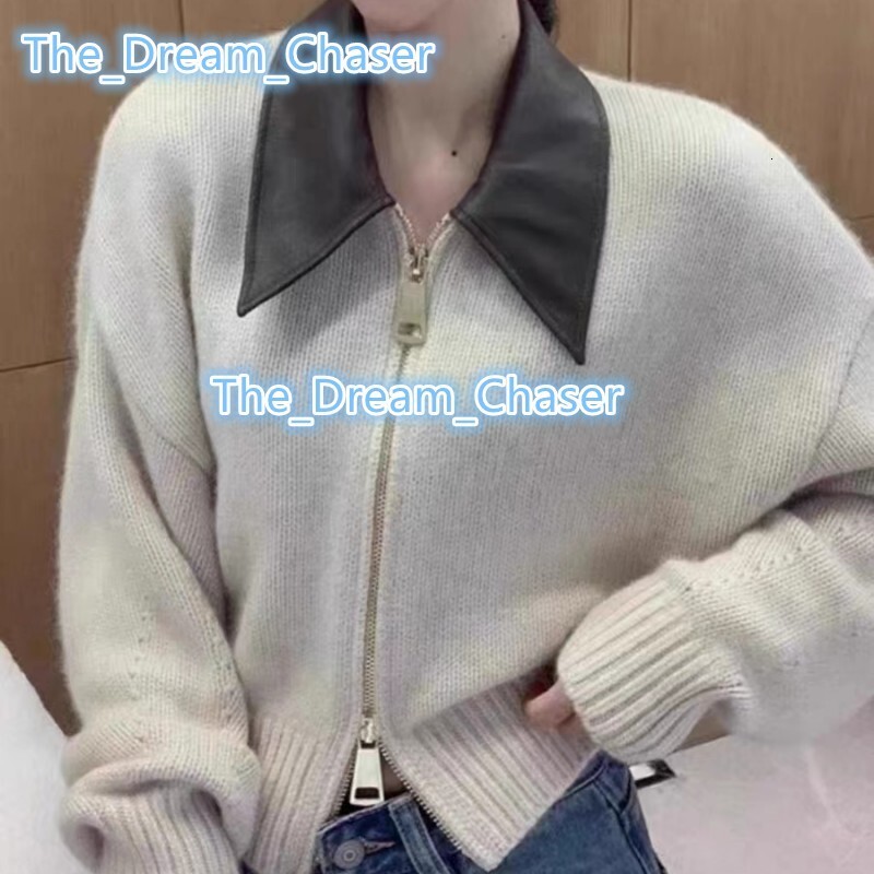2024 New Fashion Wholesale Solid Color Zipper Autumn Winter Sweater Crop Loose Sweaters for Women