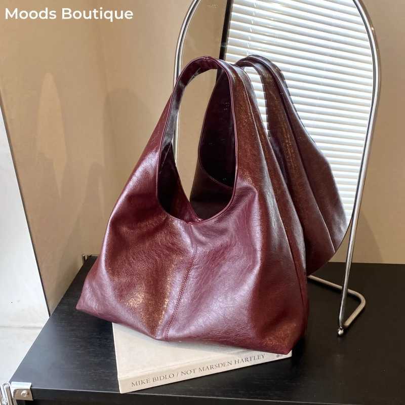 Humeurs Sacs à bandouliers rétro pour femmes Soft Pu Leather Couleur pure SABLE HOBO HOBO BIG CAPITACE AFFAIR TOTES 2024 LUXE SCacs à main W25092