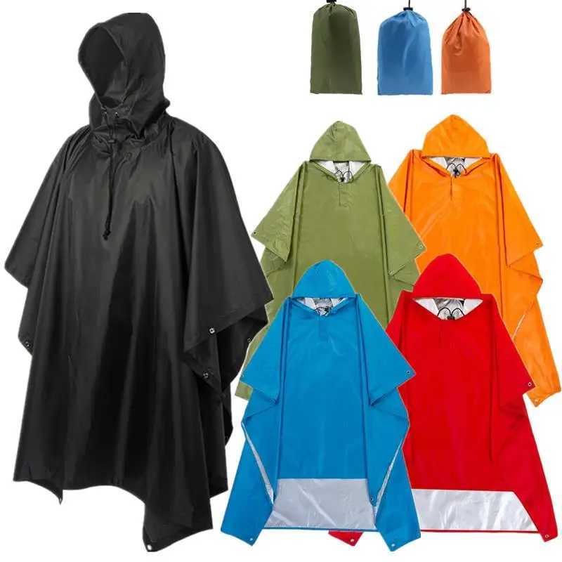3 in 1 WaterPROof Adult Long Raincoat Women Men Rain Coat Hooded Poncho for Outdoor Hiking Travel Fishing Rainwear Suit Z250922