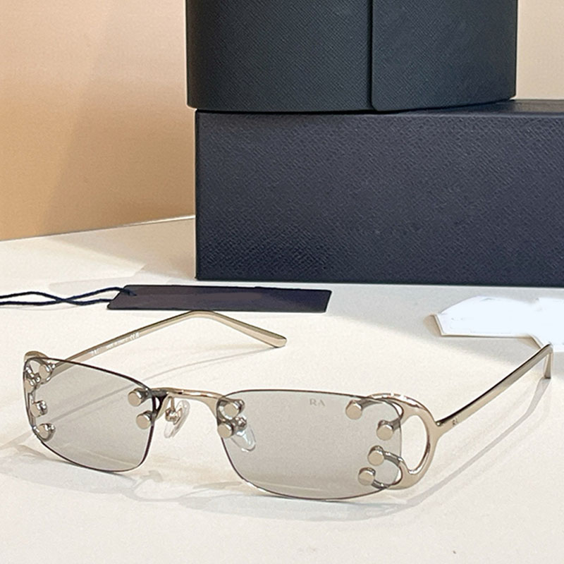Lunettes de soleil de piste PRC57S Designer Mode Femmes Hommes Métal Rectangulaire Lunettes sans cadre Personnalisé Favoris Symbole Design