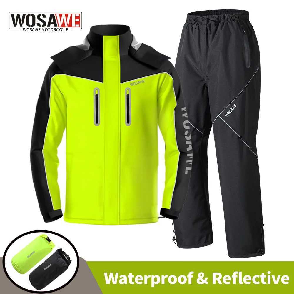 WOSAWE Motorcycle Raincoat Suit Moto Rider Split Waterproof Rain Pants Ebike Hiking Fishing Camping Foldable Rainwear Z250922