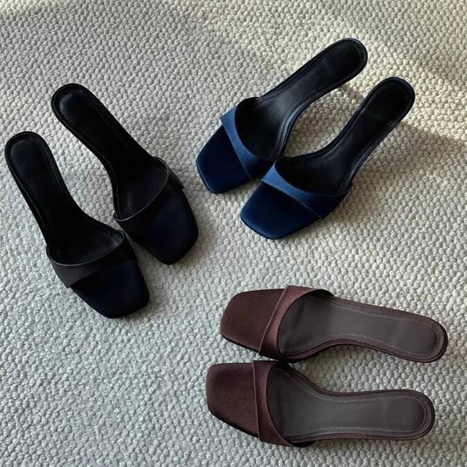2025 Summer New Fashion Square Simple Solid Color Slippers Outdoor Open Toe Casual Banquet Party Women's Sandals ddmythur
