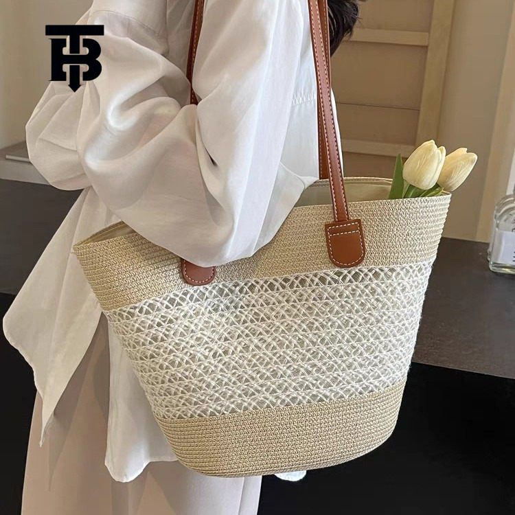TB BHULAMTE Free Shipping New Designer Bag Summer Beach Vacation Grass Woven Women's Bag 2025 Fashion Commuting Shoulder Bag Handbag Trend