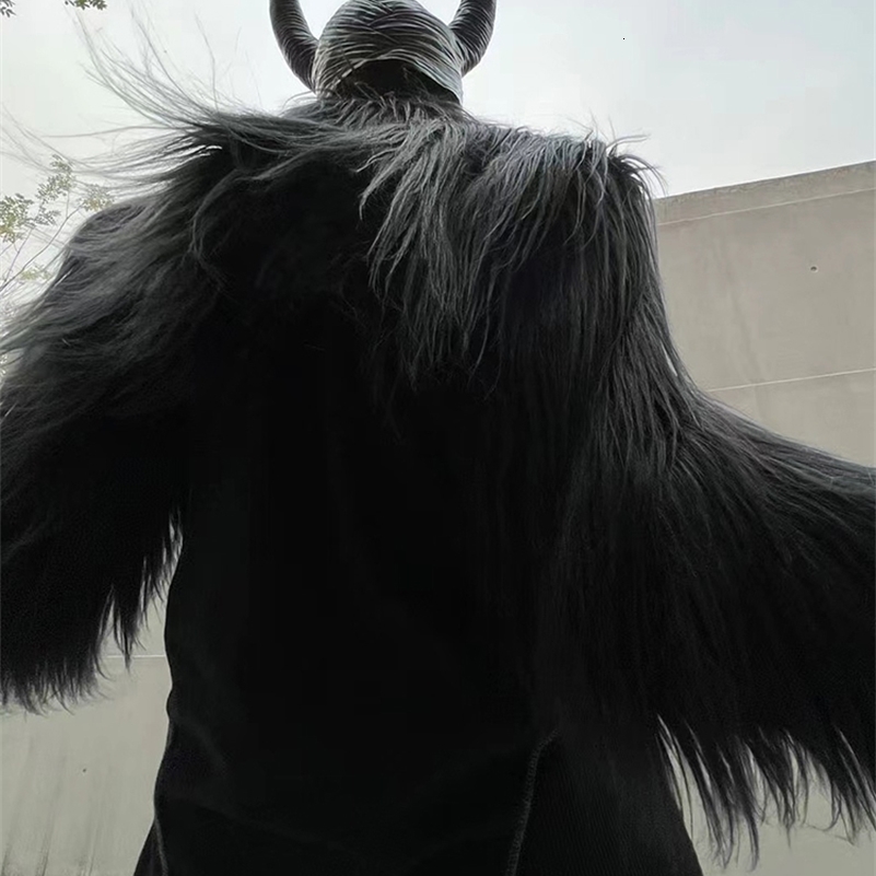 Mauroicardi Autumn Winter Thick Warm Hairy Shaggy Cropped Faux Fur Coat Men Clothes Black Fluffy Jacket 250920