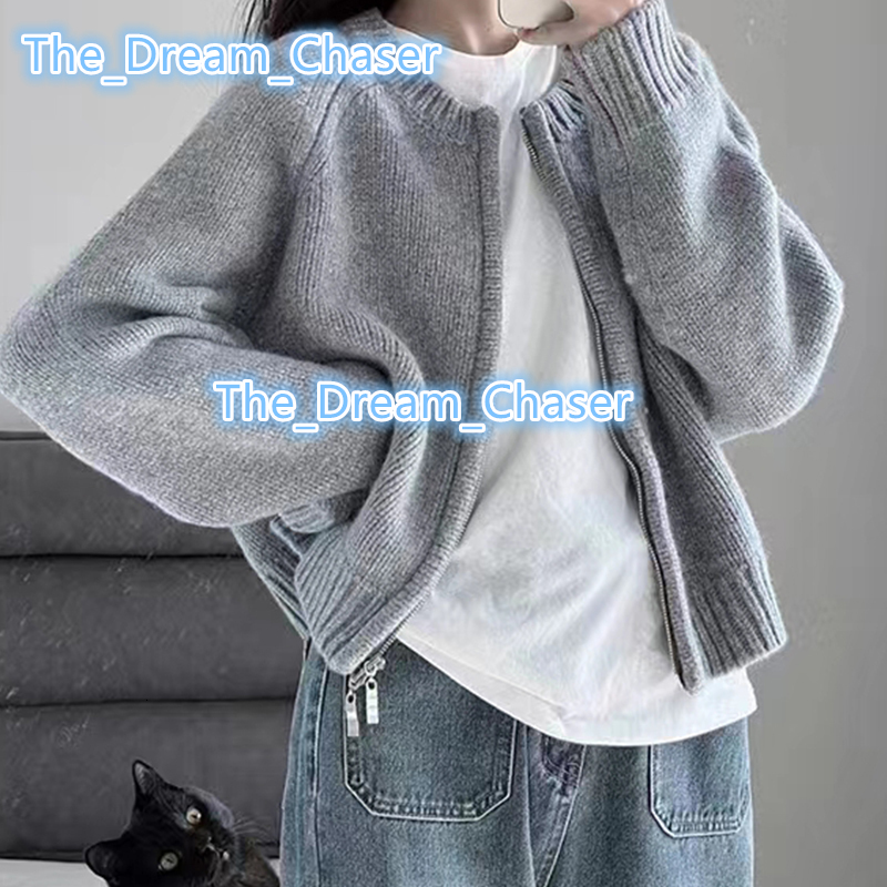 New Autumn Winter Casual ONeck Zipper Knitted Cardigan Female Long Sleeve Womens Clothes Knitwear Jacket Top Cardigan Sweater