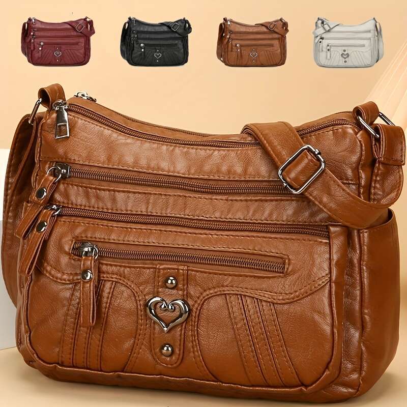 Women's Vintage Style Solid Color Quilted Shoulder & Crossbody Bag - Adjustable Strap, Multi-Pocket, Large Capacity Lightweight, Zipper Closure