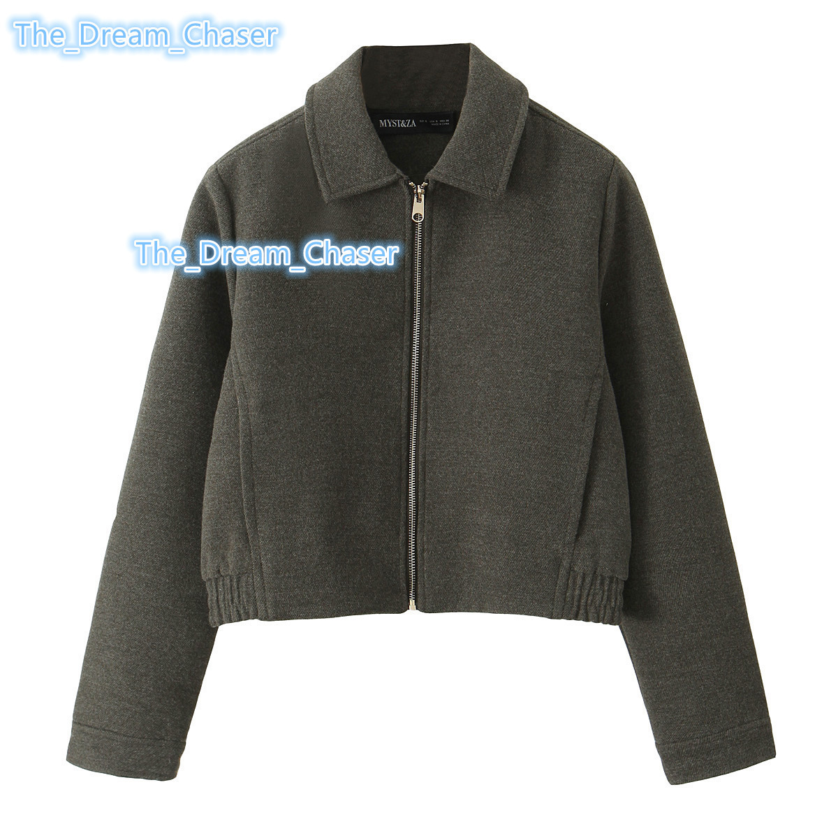 Womens Vintage Autumn Jacket Coat Solid Color Long Sleeved Turndown Collar Casual Zipper Versatile Street Style Short