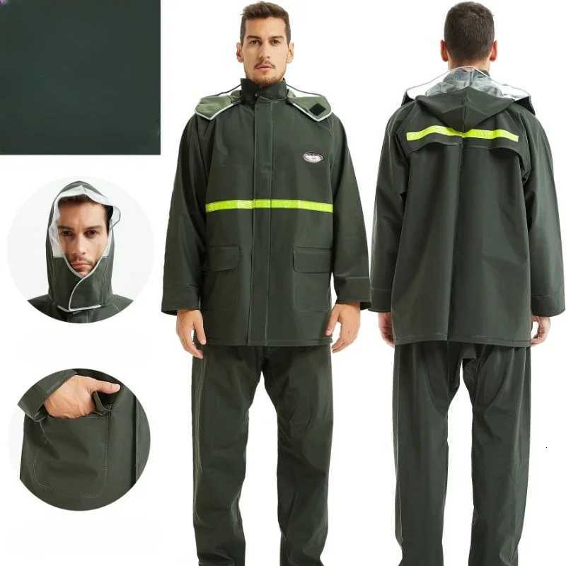Raincoat Mens Thickened Knitted Fabric Breathable Suit Adult Outdoor Cycling Construction Site Raincoat and Rain Pants Z250922
