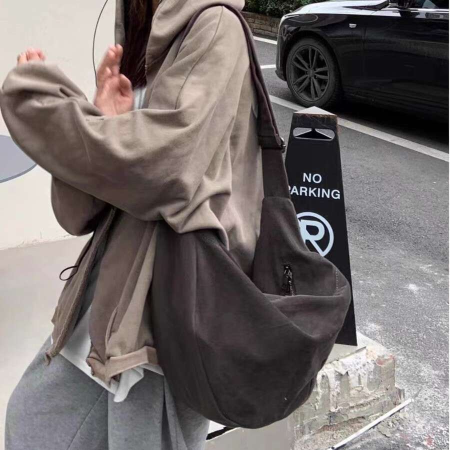 Autumn Winter Dumpling Crossbody Shoulder Unisex Large Capacity Canvas Harajuku Lazy Style Tote Bag