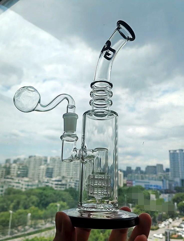Heady 9Inch black Green Thick Glass water pipes Recycler Oil Tornado Bong With Stereo Matrix perc 14mm Female Bowl 6inch thick glass to the bottom o